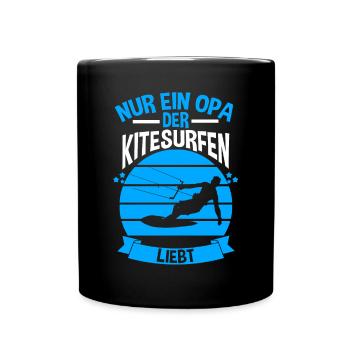 Kitesurfen Opa - Tasse einfarbig - Schwarz - Vorne