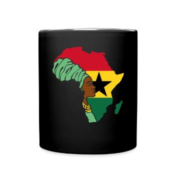 Ghana Afrikanische Frau Flagge Afrika Karte - Tasse einfarbig - Schwarz - Vorne
