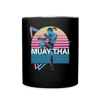 Muay Thai Retro Gift - Full Colour Mug - black - Front