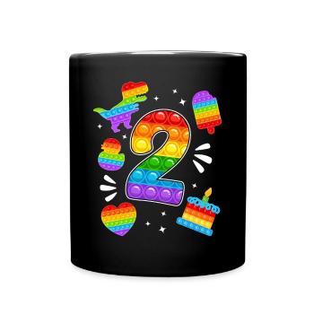2nd Birthday Pop 2 Year Party For Boys pop it - Full Colour Mug - black - Front