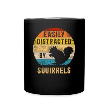 Squirrel Acorn Retro Vintage - Full Colour Mug - black - Front