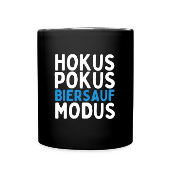 Hokus Pokus Biersauf Modus - Lustiger Spruch - Tasse einfarbig - Schwarz - Vorne