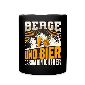 Berge Bier Wandern - Tasse einfarbig - Schwarz - Vorne