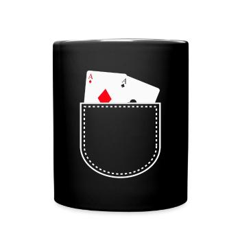 Poker Karten ASS Geschenk Poker Spieler Shirt - Tasse einfarbig - Schwarz - Vorne