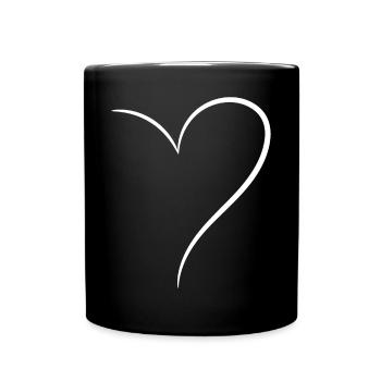 Demi-cœur blanc - Mug uni - noir - Devant
