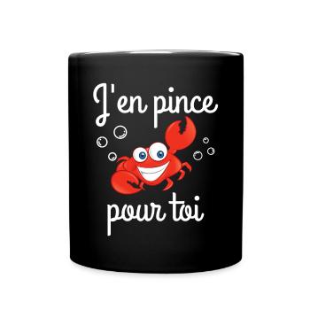 j'en pince pour toi, déclaration d'amour - Mug uni - noir - Devant