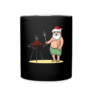 BBQ Weihnachtsmann Grill Christmas in July - Tasse einfarbig - Schwarz - Vorne