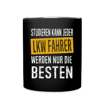 LKW Fahrer Trucker Fernfahrer Geschenk - Tasse einfarbig - Schwarz - Vorne