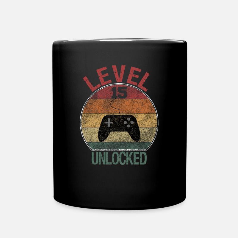 Level 15 unlocked - Full Colour Mug - black