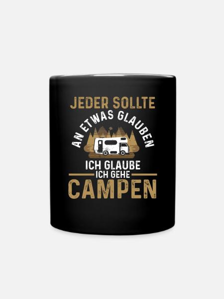 Campen Camper Wohnmobil Camping - Tasse einfarbig - Schwarz
