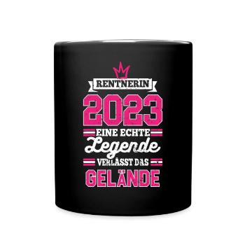 Renterin 2023 Pension Ruhestand Lustiger Spruch - Tasse einfarbig - Schwarz - Vorne