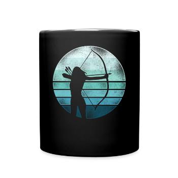 Archery Bow Archer Girl Retro - Full Colour Mug - black - Front