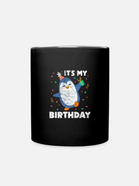 Penguin Birthday - Full Colour Mug - black