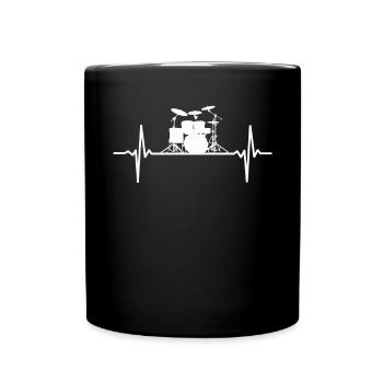Drums Heartbeat ECG Drummer Drum - Full Colour Mug - black - Front