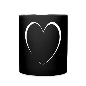 Simple White Heart - Full Colour Mug - black - Front