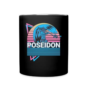 Poseidon Greek God of the Sea Retro Gesche - Full Colour Mug - black - Front