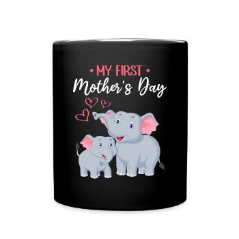Mother's Day Elephant Mother My First Mother's Day - Full Colour Mug - black - Front