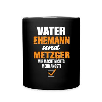 Vater Ehemann und Metzger - Tasse einfarbig - Schwarz - Vorne