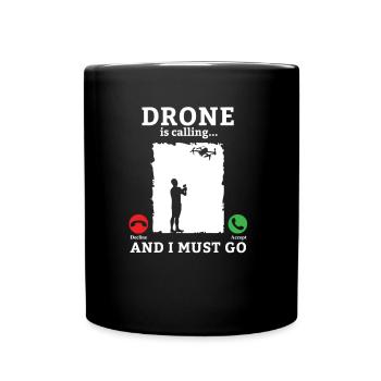 Drohne Drohnen Drohnenpilot Quadcopter - Tasse einfarbig - Schwarz - Vorne
