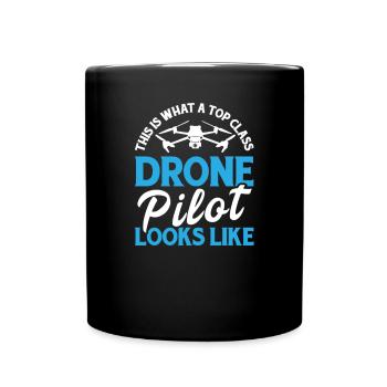 Drohne Drohnen Drohnenpilot Quadcopter - Tasse einfarbig - Schwarz - Vorne