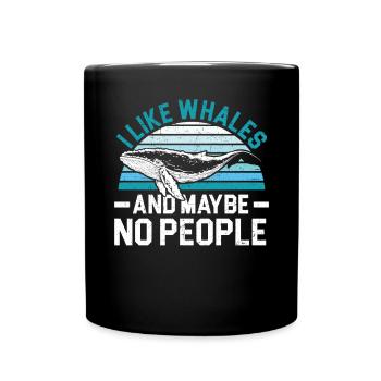 J’aime les baleines et peut-être pas de mammifères animaux - Mug uni - noir - Devant
