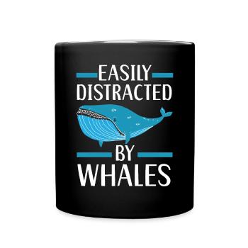 Easily Distracted By Whales Marine Mammal Animal - Full Colour Mug - black - Front