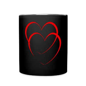 Deux cœurs rouges - Mug uni - noir - Devant