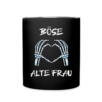 Böse Alte Frau Für Oma Großmuter Spruch Rockerin - Tasse einfarbig - Schwarz - Vorne