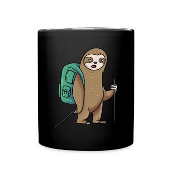 Fauler Wanderer Faultier Wandern - Tasse einfarbig - Schwarz - Vorne
