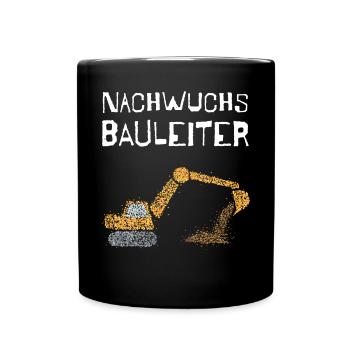 Nachwuchs Bauleiter Bagger Baggern - Tasse einfarbig - Schwarz - Vorne
