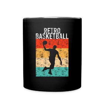 Basketball Retro - Tasse einfarbig - Schwarz - Vorne