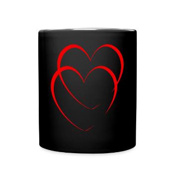 Rote Herzen - Tasse einfarbig - Schwarz - Vorne