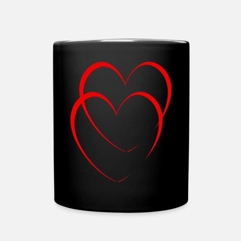Red Hearts - Full Colour Mug - black