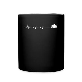 Herzschlag Herzlinie Herzfrequenz Supersportler - Tasse einfarbig - Schwarz - Vorne