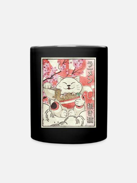 Maneki Neko Cat Ramen Esthétique Japonaise Ges - Mug uni - noir