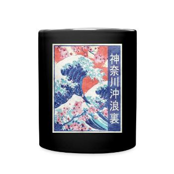 Große Welle vor Kanagawa Retro-Geschenk - Tasse einfarbig - Schwarz - Vorne