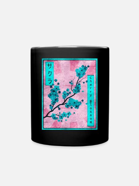 Sakura Kirschblüte Japanisch Ästhetisches Geschenk - Tasse einfarbig - Schwarz