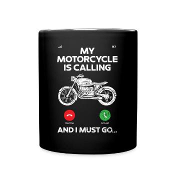 Mein Motorrad ruft und ich muss Motorrad fahren - Tasse einfarbig - Schwarz - Vorne
