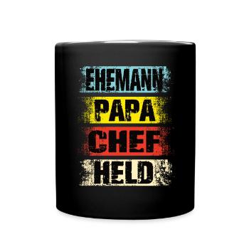 Ehemann Papa Chef Held - Tasse einfarbig - Schwarz - Vorne