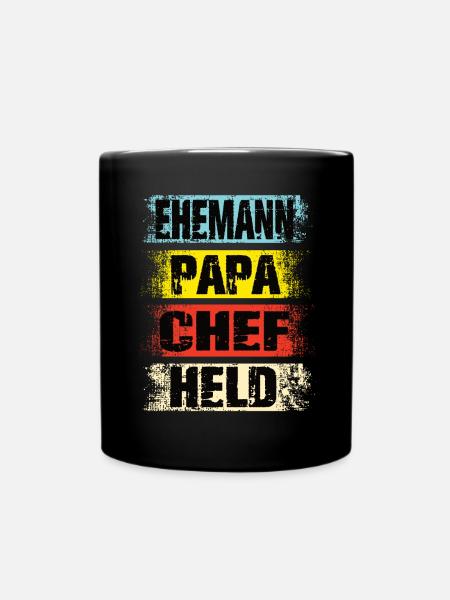 Ehemann Papa Chef Held - Tasse einfarbig - Schwarz