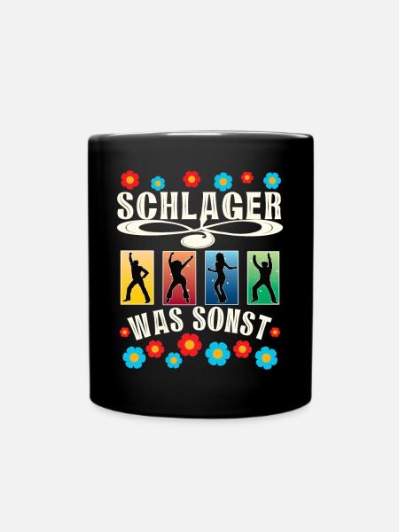 Schlager Outfit Schlagerparty Shirt - Tasse einfarbig - Schwarz