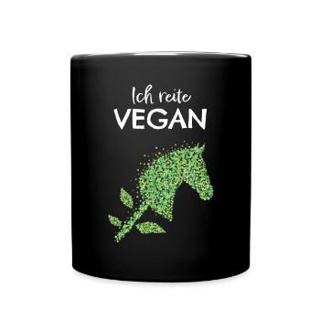 Vegan Steckenpferd Veganerin Hobbyhorse - Tasse einfarbig - Schwarz - Vorne