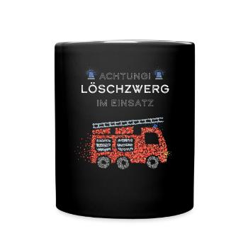 Löschzwerg Feuerwehr Feuerwehrauto - Tasse einfarbig - Schwarz - Vorne