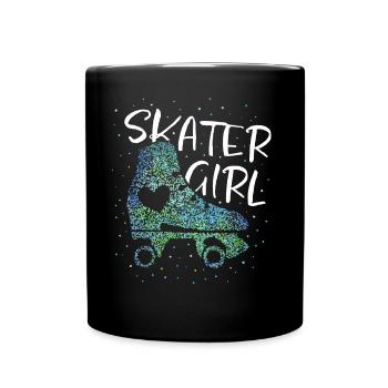 Rollschuhe Rollschuhlaufen Rollkunstlauf - Tasse einfarbig - Schwarz - Vorne