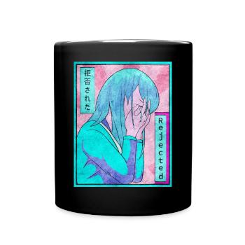Sad Anime Girl Vaporwave Esthétique amincie - Mug uni - noir - Devant