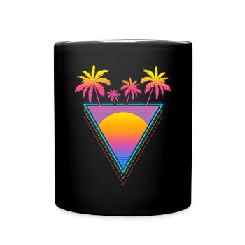 Vaporwave Esthétique Rétro Sunset Palm - Mug uni - noir - Devant