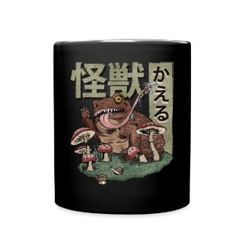 Cottagecore Aesthetic Kaiju Frog Mushrooms Geschen - Full Colour Mug - black - Front
