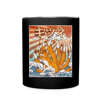 Kaiju Kitsune Nine-tailed Fox Kanagawa Gesch - Full Colour Mug - black - Front
