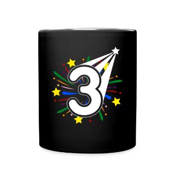 3 Jahre alt 3. Geburtstag Party Nummer 3 - Tasse einfarbig - Schwarz - Vorne