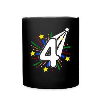 4 years old 4th birthday party number 4 - Full Colour Mug - black - Front